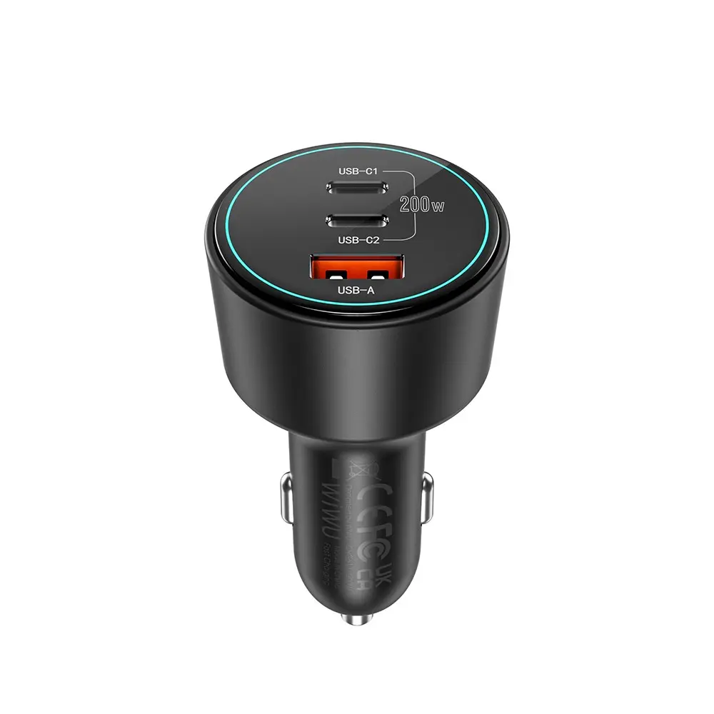 Wiwu Wi-QC026 200W Araç Şarj Aleti, Çift USB-C + USB-A Portlu