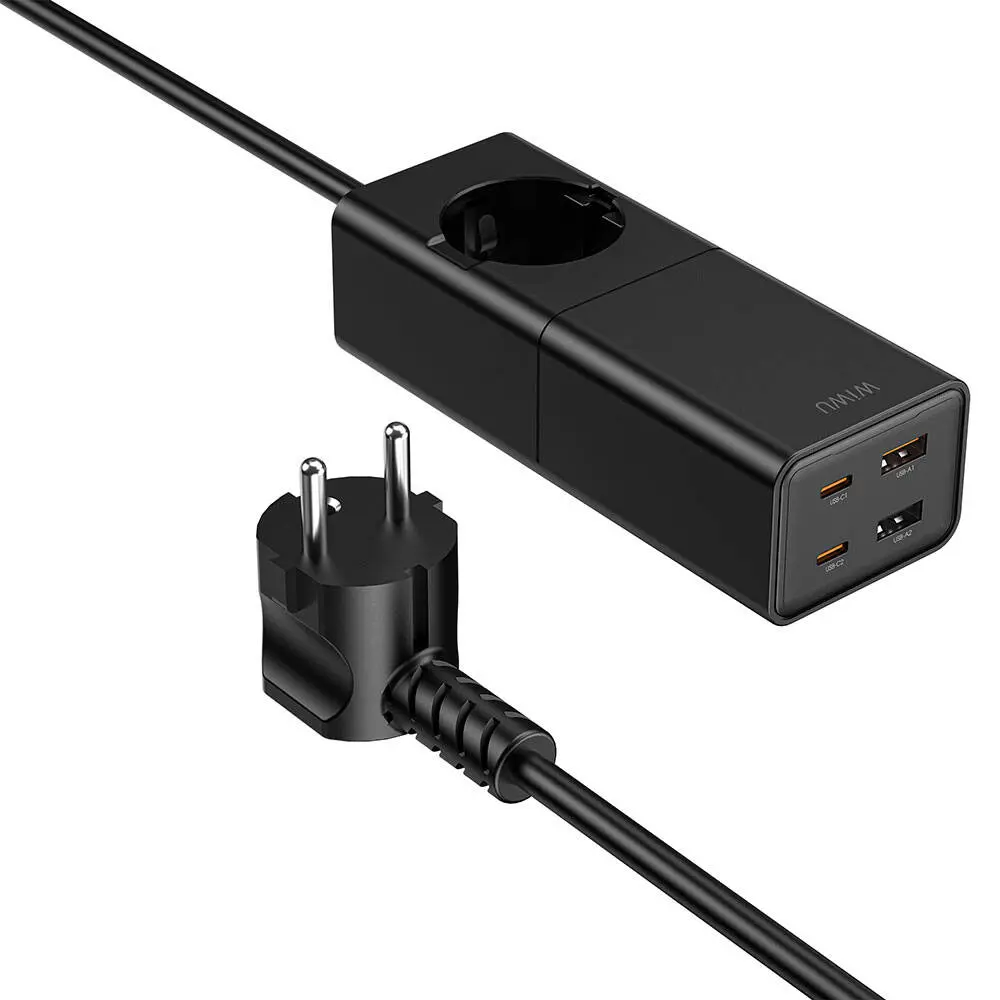 Wiwu Wi-S004 GaN Tech 100W Çift Type-C ve Çift USB-A Girişli Priz, 150 cm