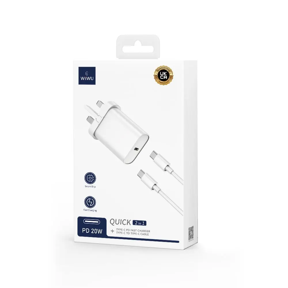 Wiwu Wi-U001 Quick 20W Type-C PD Şarj Adaptörü ve Type-C Kablo Seti