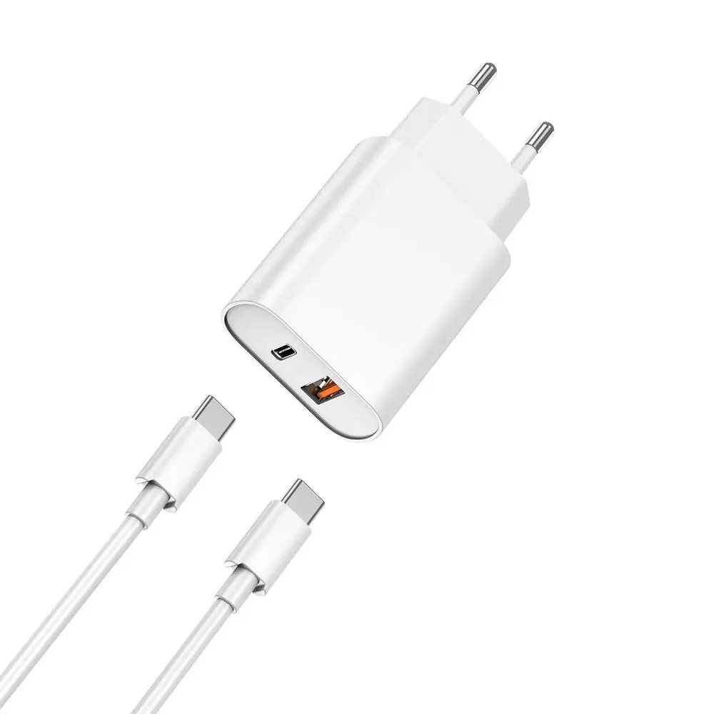 Wiwu Wi-U002 20W Type-C PD ve 18W USB-A Şarj Adaptörü, Type-C Kablo Seti