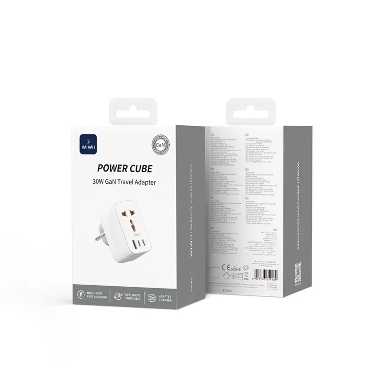 Wiwu Wi-UA008 GaN 30W USB-C PD ve USB-A Şarj Adaptörü