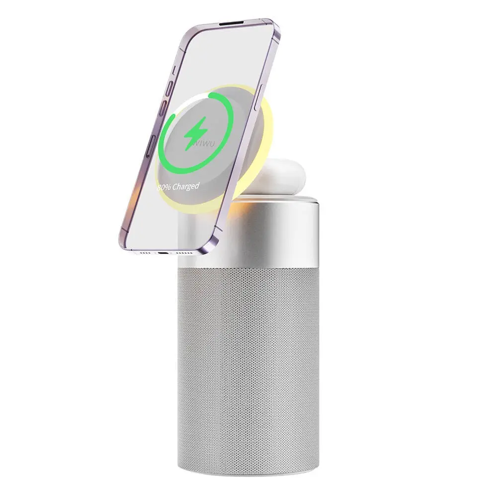 Wiwu Wi-W022 Bluetooth Hoparlör, Kablosuz Şarj Standlı ve Ambiyans Işıklı