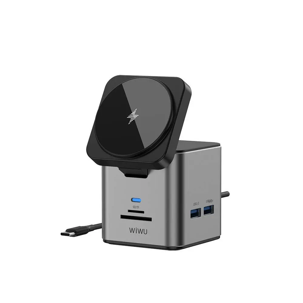 Wiwu Wi-W025 9in1 Type-C Hub, HDMI ve 15W Kablosuz Şarjlı