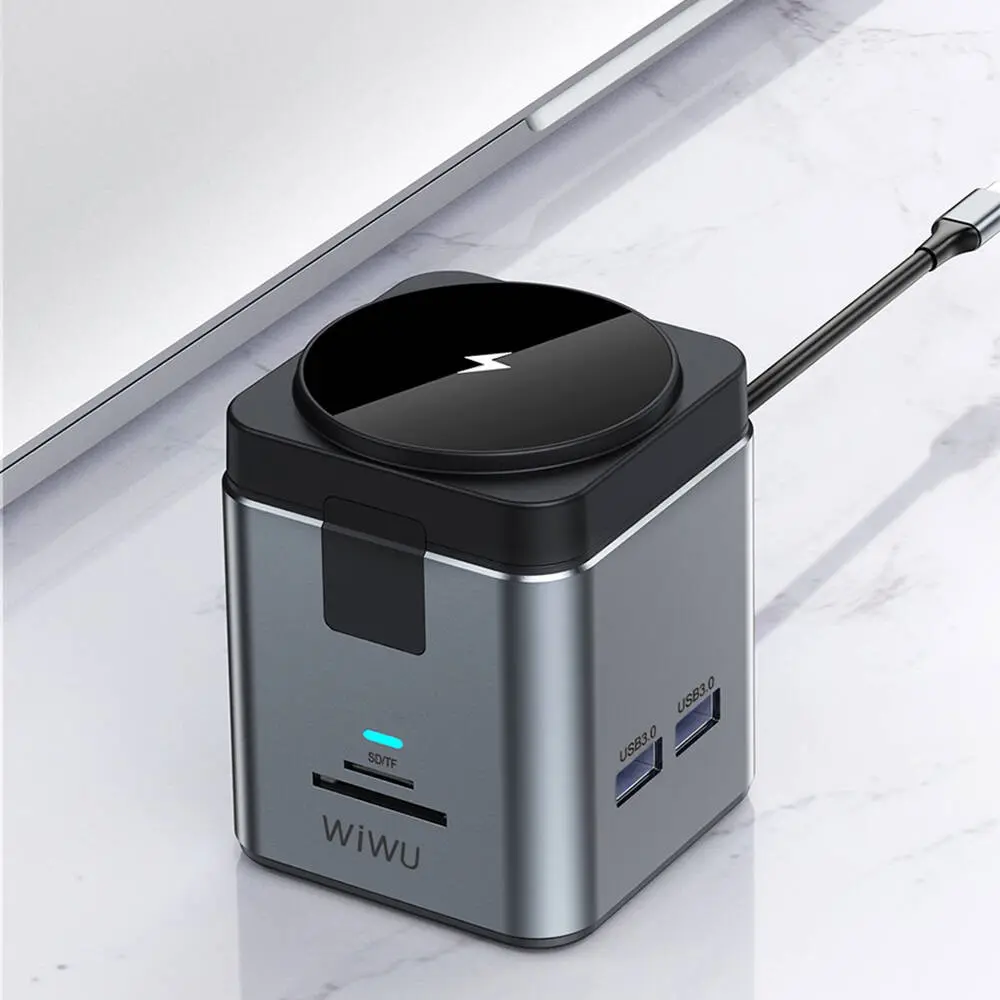 Wiwu Wi-W025 9in1 Type-C Hub, HDMI ve 15W Kablosuz Şarjlı