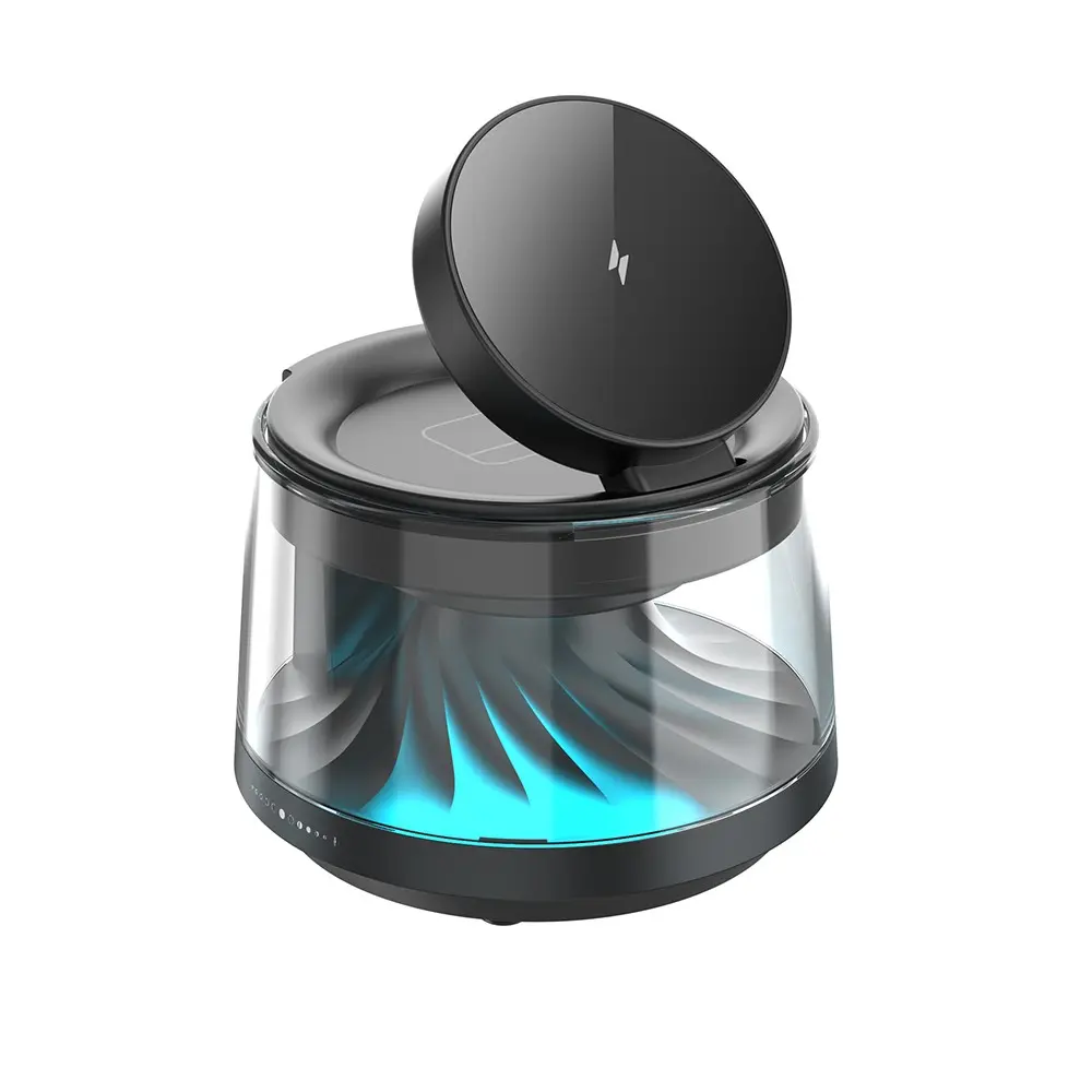 Wiwu Wi-W039 5'i 1 Arada Kablosuz Şarj Standı, Bluetooth Hoparlörlü ve Ambiyans Işıklı 15W
