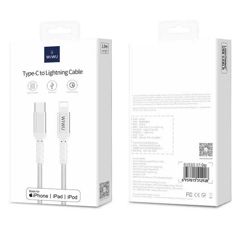 Wiwu WP101 MFI Type-C to Lightning Şarj ve Data Kablosu, 30 W