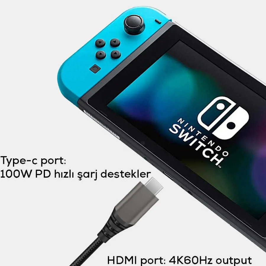 Wiwu X10 Type-C to HDMI Kablo, 4K 60 Hz ve 100W PD Destekli