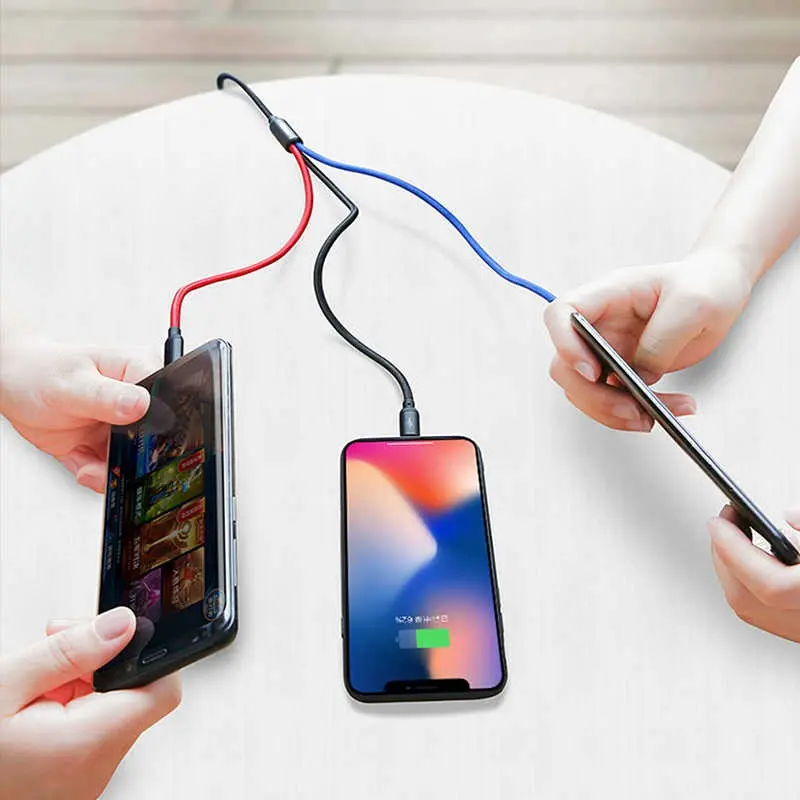 Wiwu YZ100 3 Uçlu Şarj ve Data Kablosu, Lightning ve Micro USB