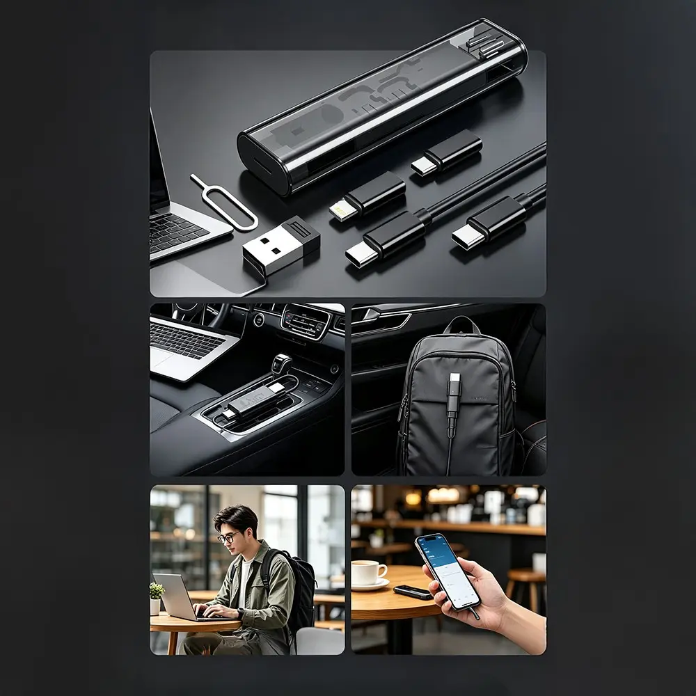 Zore 5in1 Type-C to Type-C PD Kablolu 60W Çevirici Adaptör Seti, Saklama Kutulu