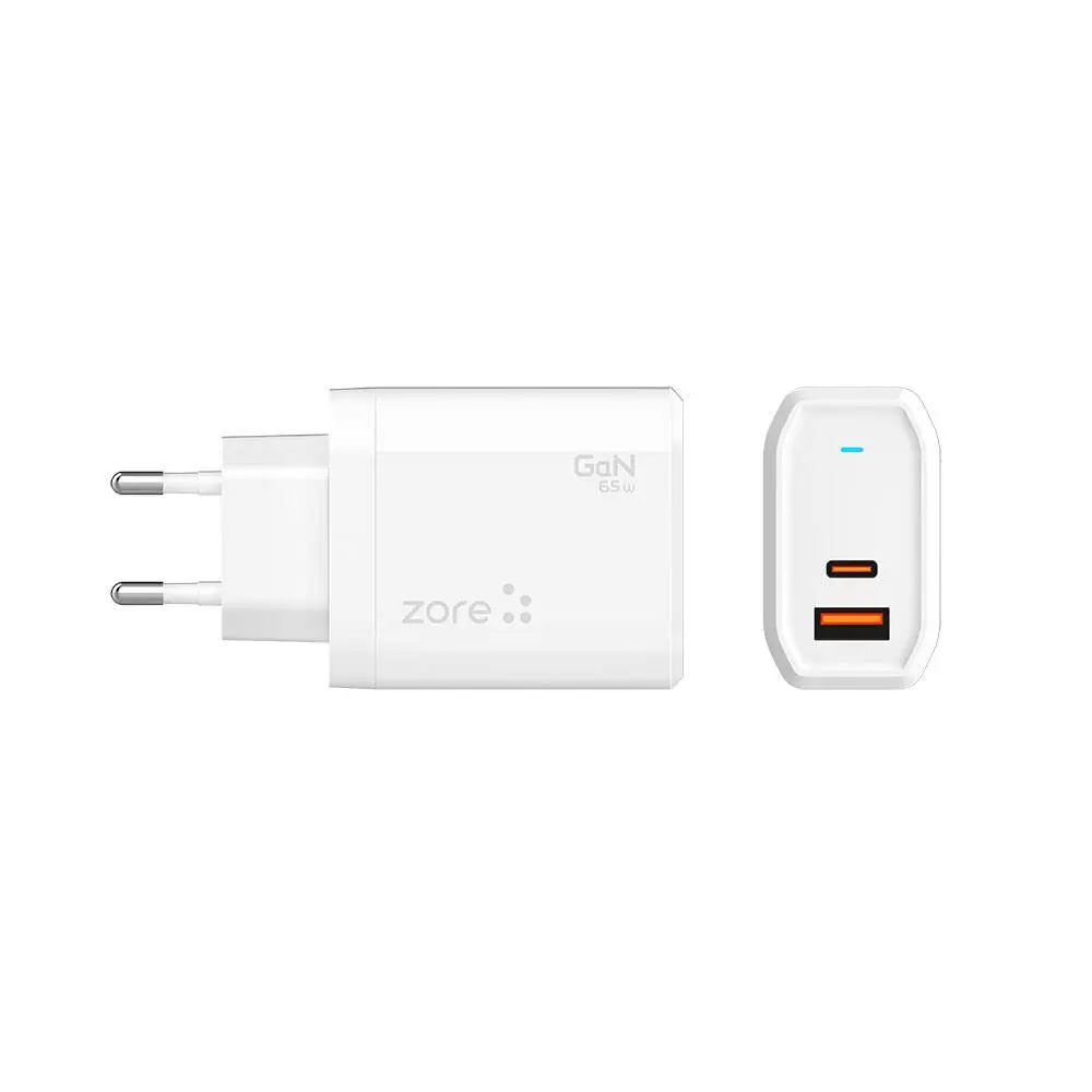 Zore Always-01 65W GaN Şarj Adaptörü, Type-C PD 4.0 ve USB-A QC 3.0