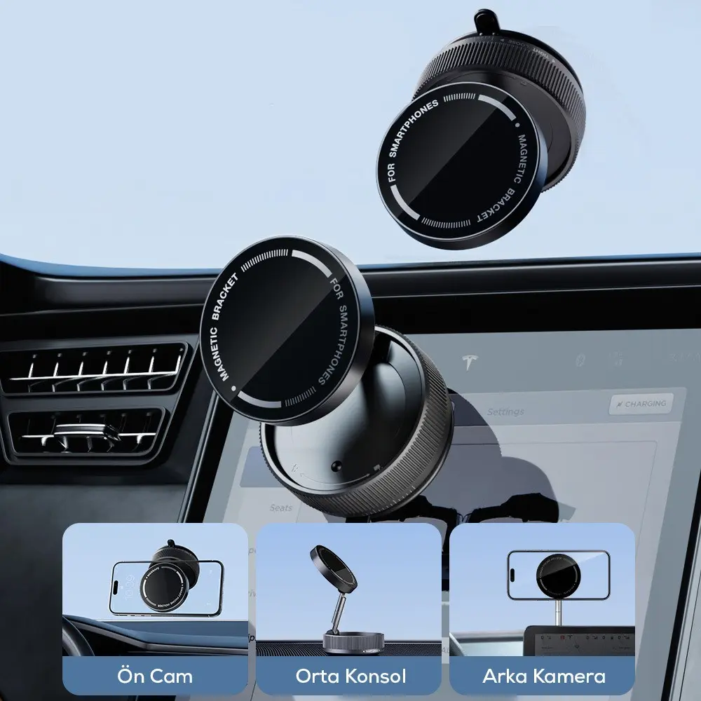 Zore K10A Vakum Özellikli Manyetik Telefon Tutucu, 360° Dönebilen