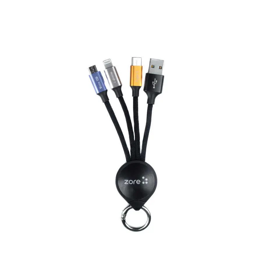 Zore OKS 3'ü 1 Arada USB Şarj Kablosu, Type-C Micro Lightning