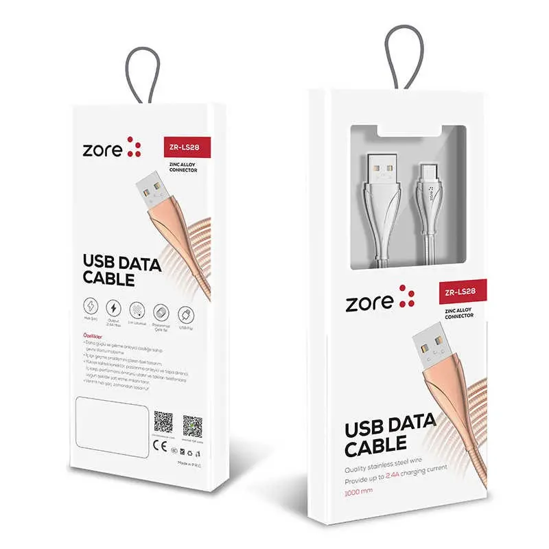 Zore LS28 Micro USB Şarj ve Data Kablosu, 1 Metre, 2.4A