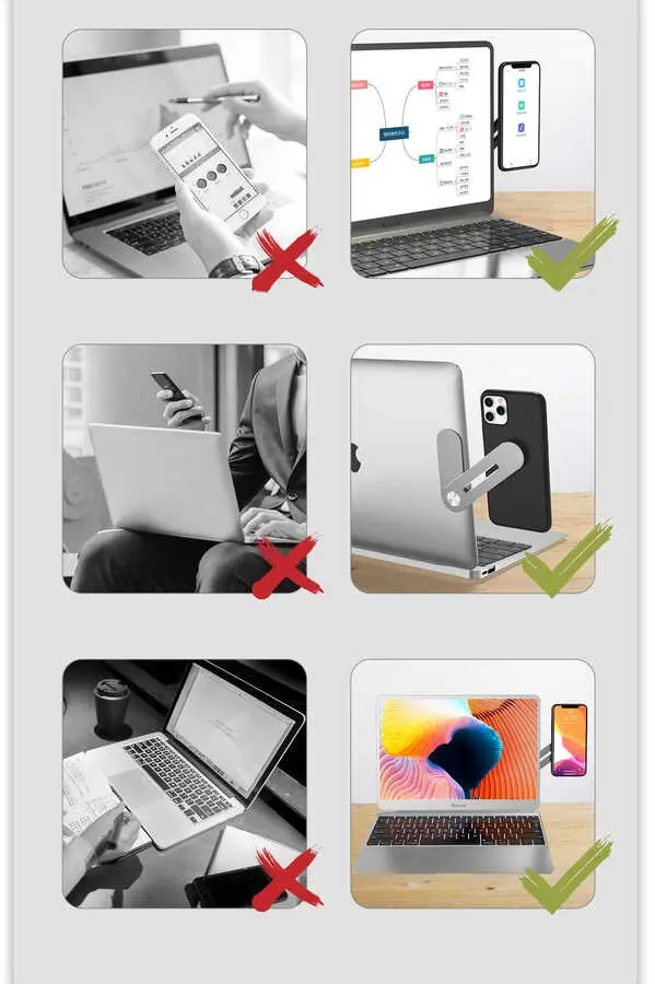 Zore SJ05 Laptop ve Monitör Telefon Tutucu, Manyetik ve Dönebilen