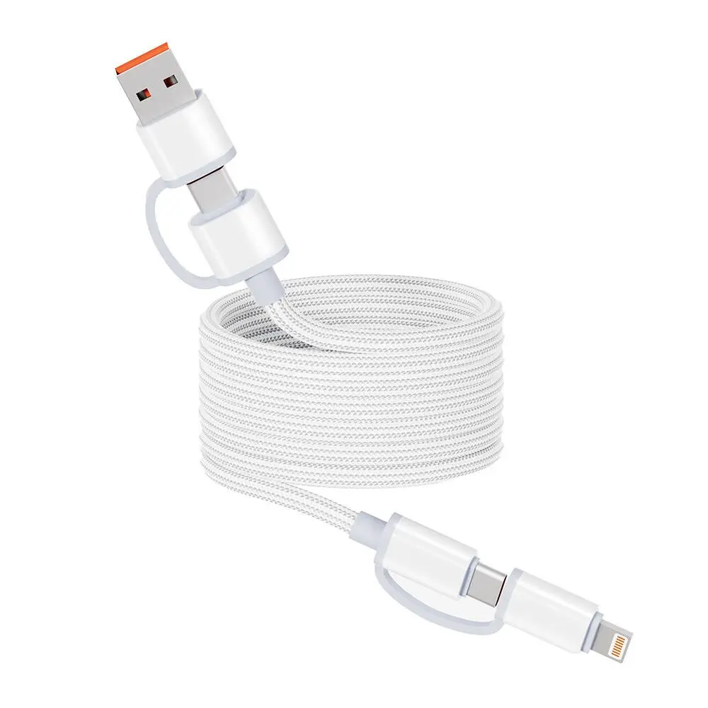 Zore Spiral 4in1 Örgülü Şarj ve Data Kablosu, USB-A + Type-C Girişli, 1 m