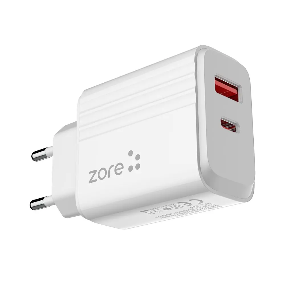 Zore Play Serisi PL06 Type-C 2'si 1 Arada Seyahat Şarj Aleti, 20 W