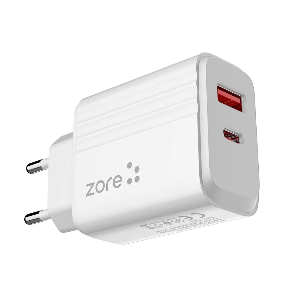 Zore Play PL07 Type-C to Type-C 2'si 1 Arada 20W PD Seyahat Şarj Aleti