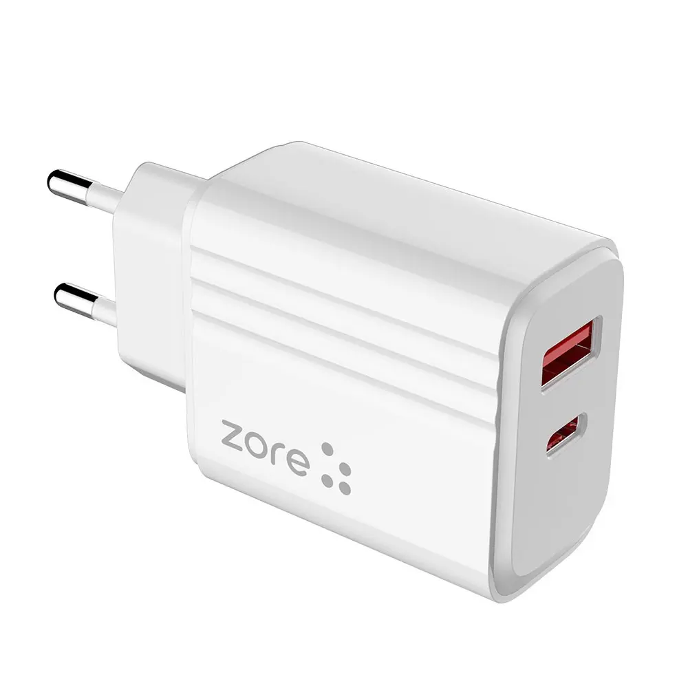 Zore Play PL07 Type-C to Type-C 2'si 1 Arada 20W PD Seyahat Şarj Aleti