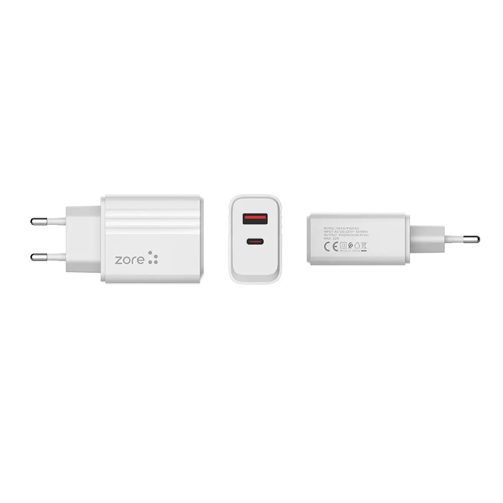 Zore Play Serisi PL08 Type-C to Lightning 2'si 1 Arada 20W PD Seyahat Şarj Aleti