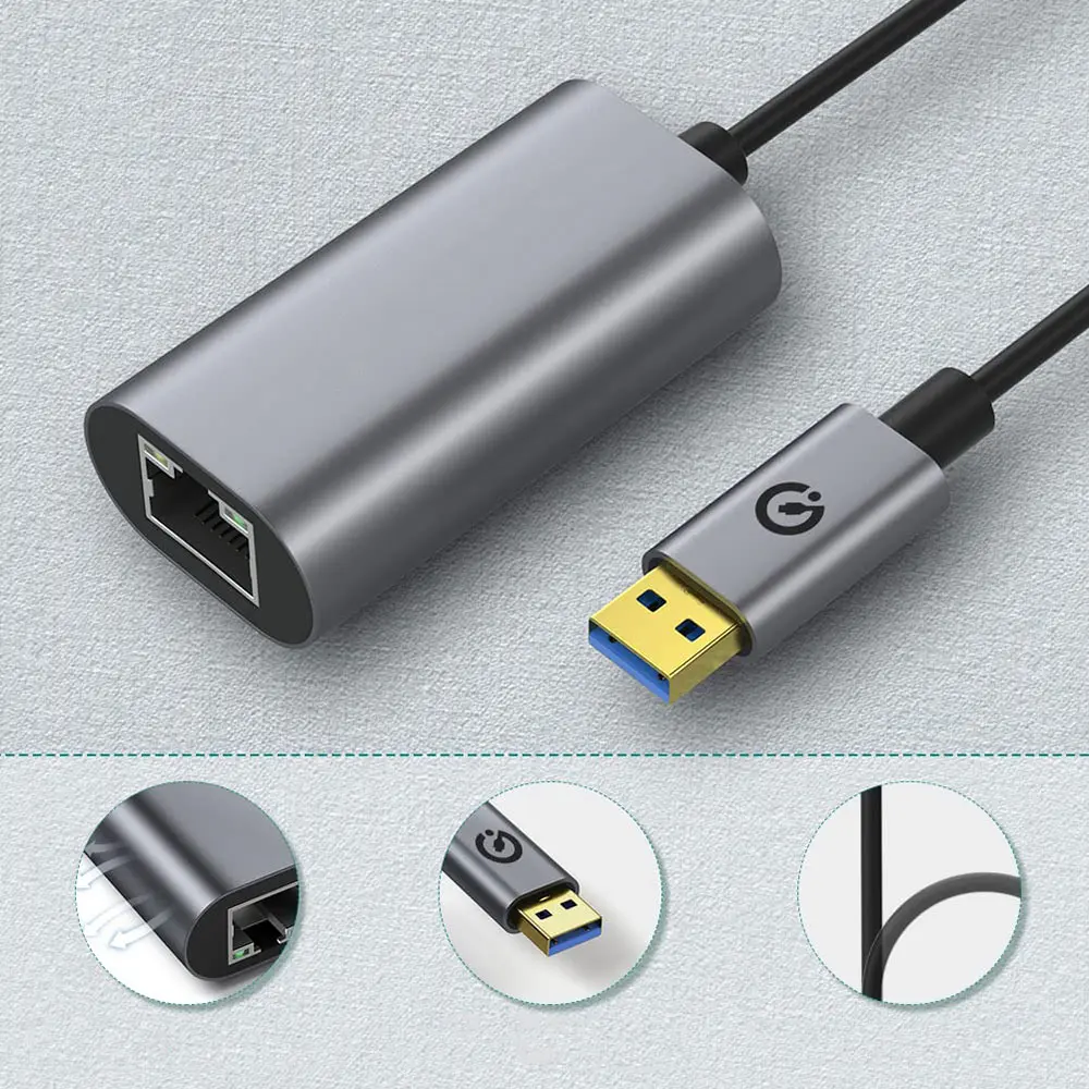 Zore QG03 USB-A to RJ45 Ethernet Dönüştürücü Kablo, 1000Mbps