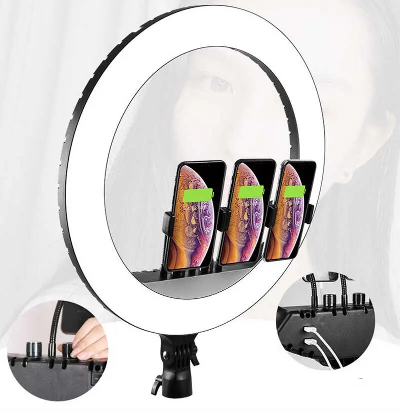 Zore RL-18 Işıklı Telefon Tutucu Ring Light 45 cm USB Portlu