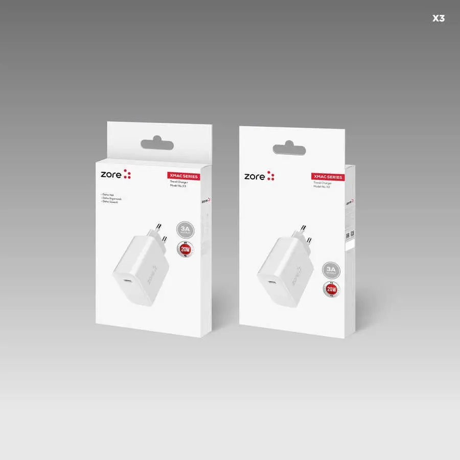 Zore XMac Serisi X3 20W PD ve QC 3.0 Uyumlu Seyahat Şarj Adaptörü