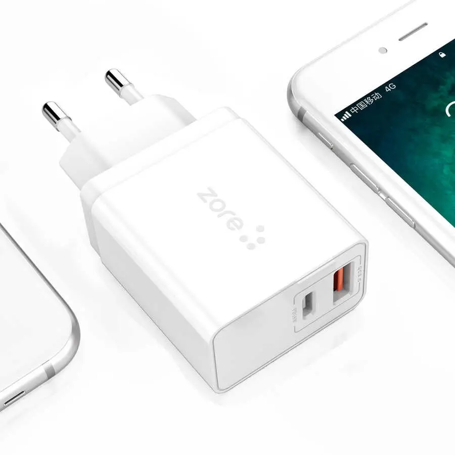 Zore XMac Serisi ZR-X2 USB-A ve PD Çıkışlı Şarj Adaptörü