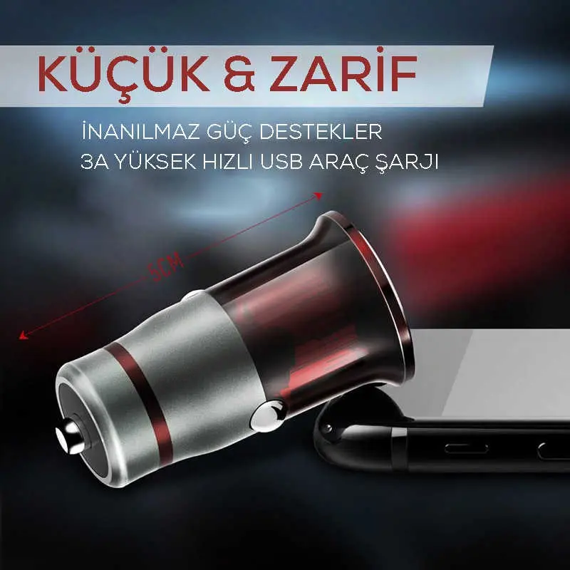 Zore ZR-C304Q Micro Araç Şarj Seti, QC 3.0 ve 3A Akım