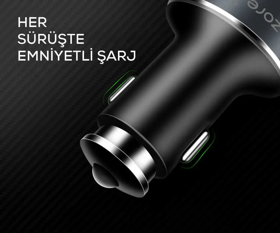 Zore ZR-C502 2+2 Araç Şarj Seti, 4 USB Çıkışlı ve 120 cm Kablo