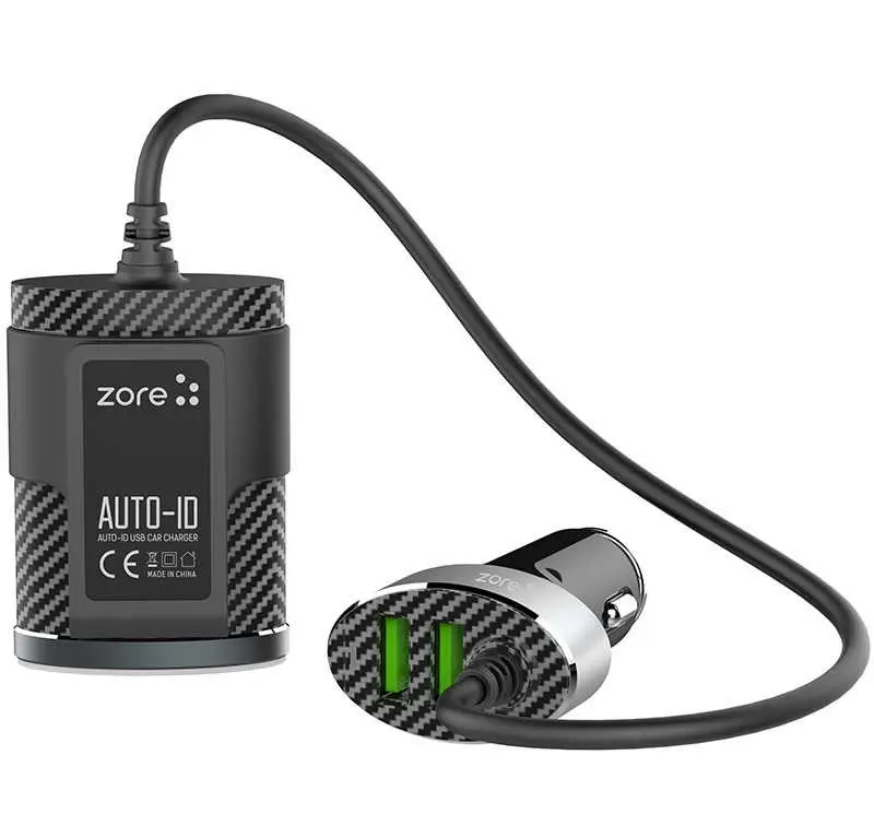 Zore ZR-C502 2+2 Araç Şarj Seti, 4 USB Çıkışlı ve 120 cm Kablo