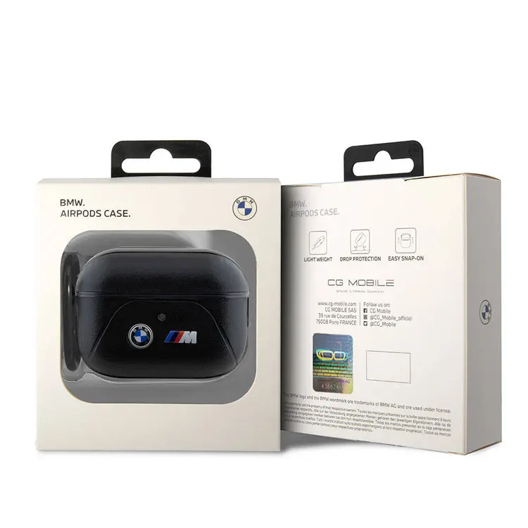 AirPods 3. Nesil Kılıf, BMW Lisanslı PU Deri Tasarım - Siyah