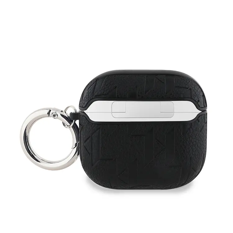AirPods 4 Uyumlu Karl Lagerfeld Monogram Silikon Kılıf - Siyah