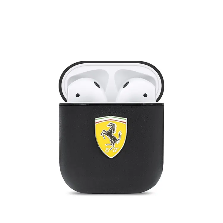 AirPods Kılıfı Ferrari Lisanslı PU Deri Metal Logolu - Scuderia Ferrari
