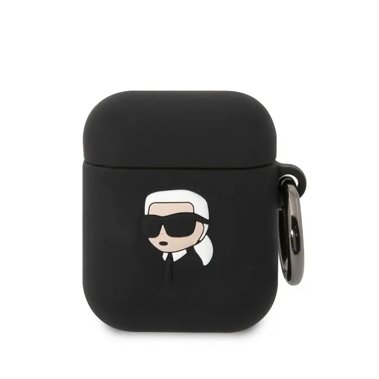 AirPods 1. ve 2. Nesil Uyumlu Silikon Kılıf - Karl Lagerfeld Karl 3D