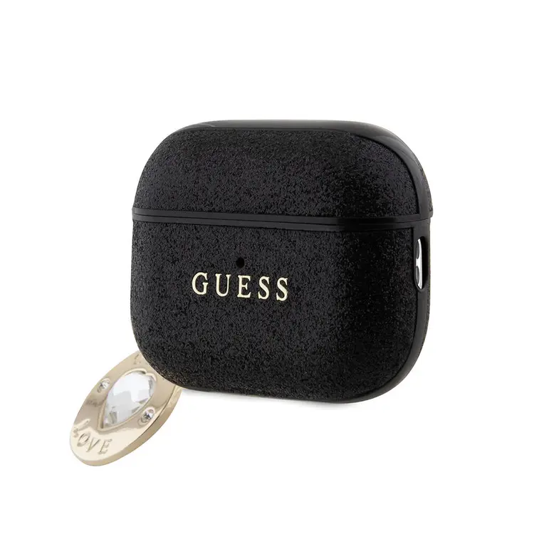 AirPods Pro 2 Kılıf Guess Lisanslı Glitter Kalp Süs Zincirli Kapak