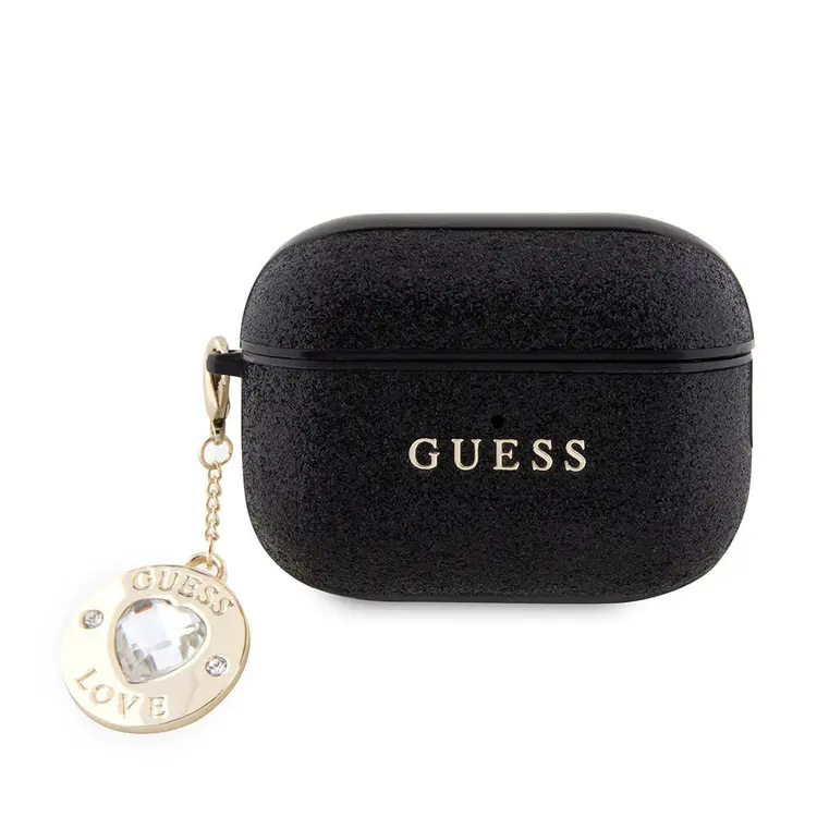 AirPods Pro 2 Kılıf Guess Lisanslı Glitter Kalp Süs Zincirli Kapak