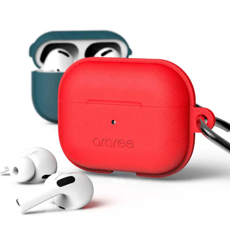 AirPods Pro Silikon Kılıf, Dikişli Deri Tasarım ve Askı Aparatlı - Araree Pops