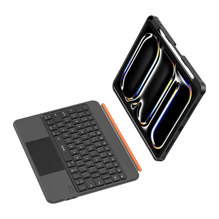 Apple iPad Pro 13 2024 Wiwu MK-007 Combo Pro Kalem Bölmeli Klavyeli Standlı Kılıf