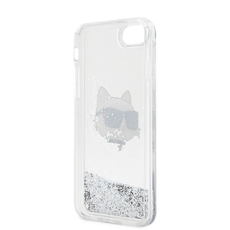iPhone 7 Sıvılı Simli Kılıf - Karl Lagerfeld Choupette Head