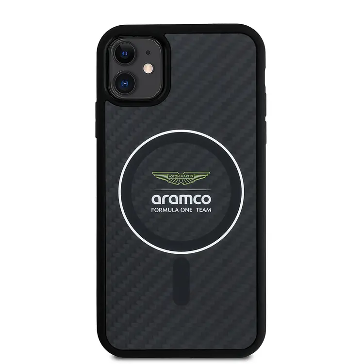 iPhone 11 MagSafe Uyumlu Kılıf, Karbon Fiber Tasarım - Aston Martin