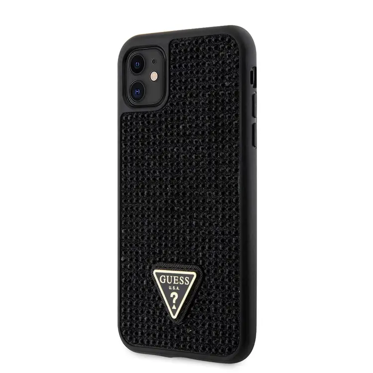 iPhone 11 Taşlı Arka Yüzey Üçgen Logolu Kılıf - Guess Lisanslı