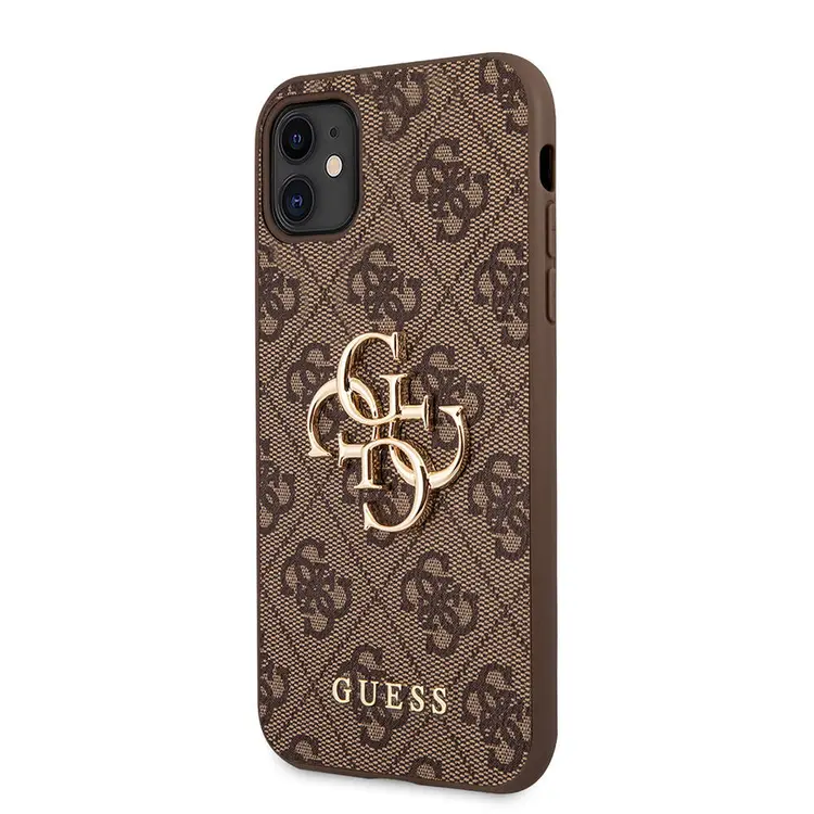 iPhone 11 PU Deri Kılıf, Büyük Metal Logo Tasarımlı - Guess