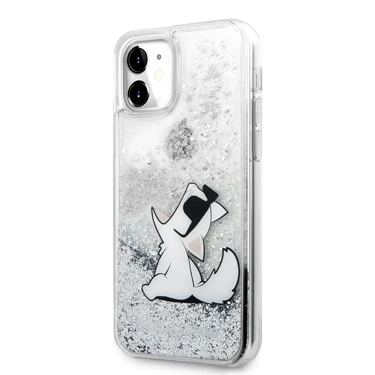 iPhone 11 Sıvılı Simli Choupette Fun Tasarım Kılıf - Karl Lagerfeld