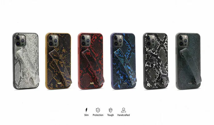 iPhone 12 Pro Max Yılan Desenli El Bantlı Kılıf - Kajsa Glamorous