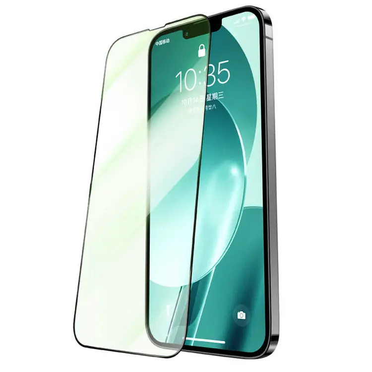 iPhone 13 Pro Tam Kaplamalı Kavisli Kenar Ekran Koruyucu - Benks V Pro Green Light