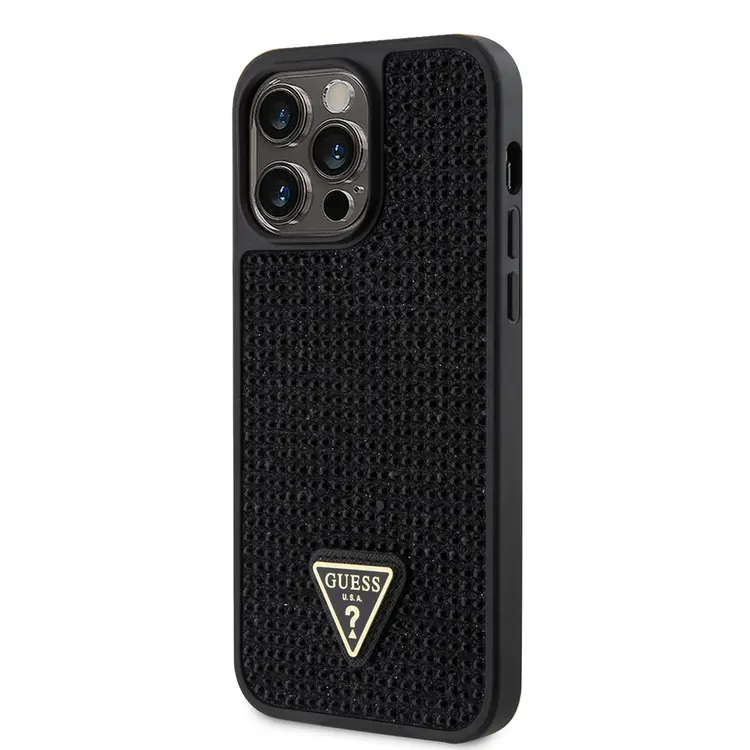 iPhone 13 Pro Max Taşlı Arka Yüzey Üçgen Logolu Kılıf - Guess