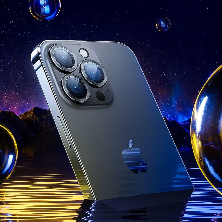 iPhone 14 Kamera Lens Koruyucu, Renkli Metal Tasarım - Benks New KR