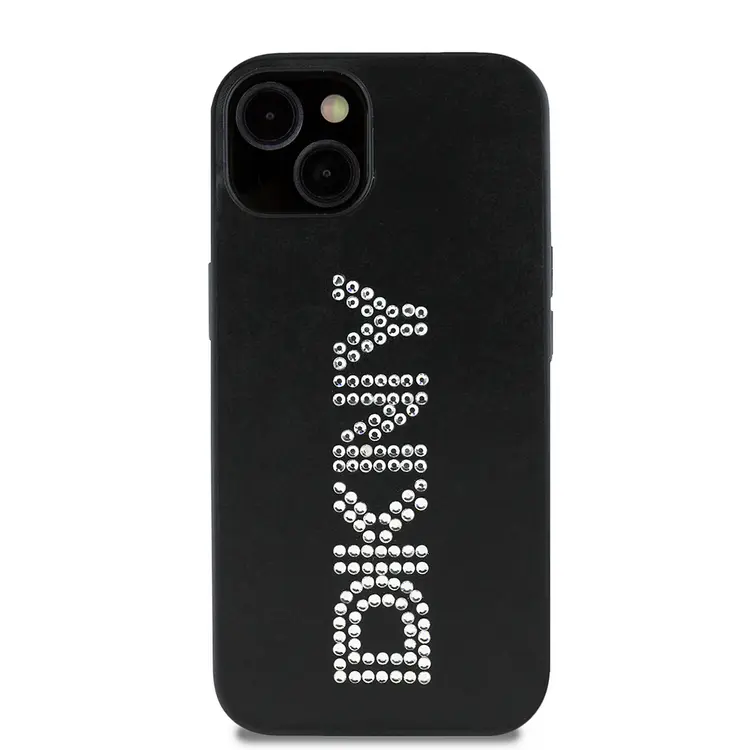 iPhone 14 Taşlı Metalik PU Deri Kılıf - DKNY Lisanslı