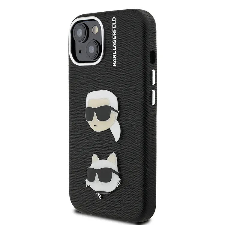 iPhone 14 Kılıf, Karl Lagerfeld K&C Heads Pin Lisanslı Kapak - Siyah