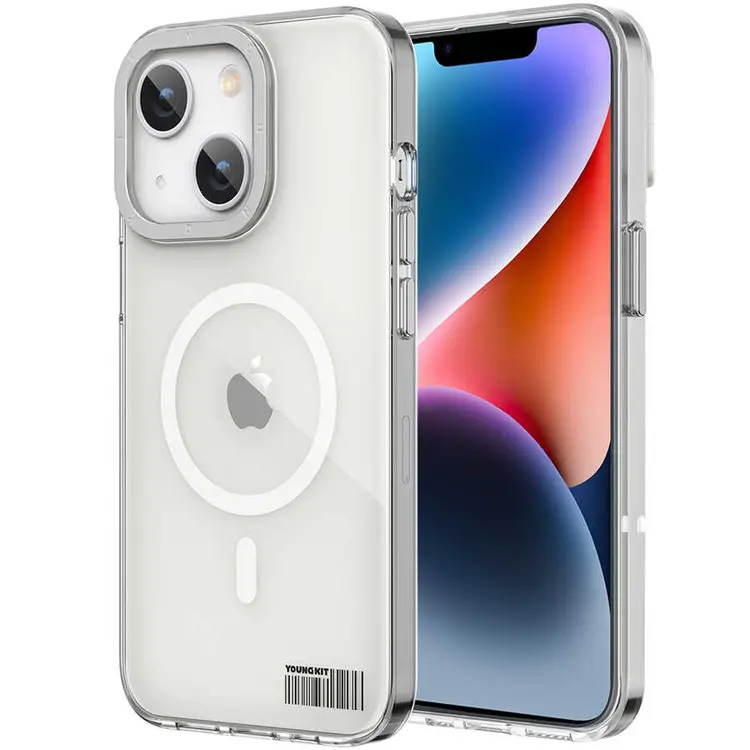 iPhone 14 Plus MagSafe Uyumlu Şeffaf Kılıf - Youngkit Coloured Glaze